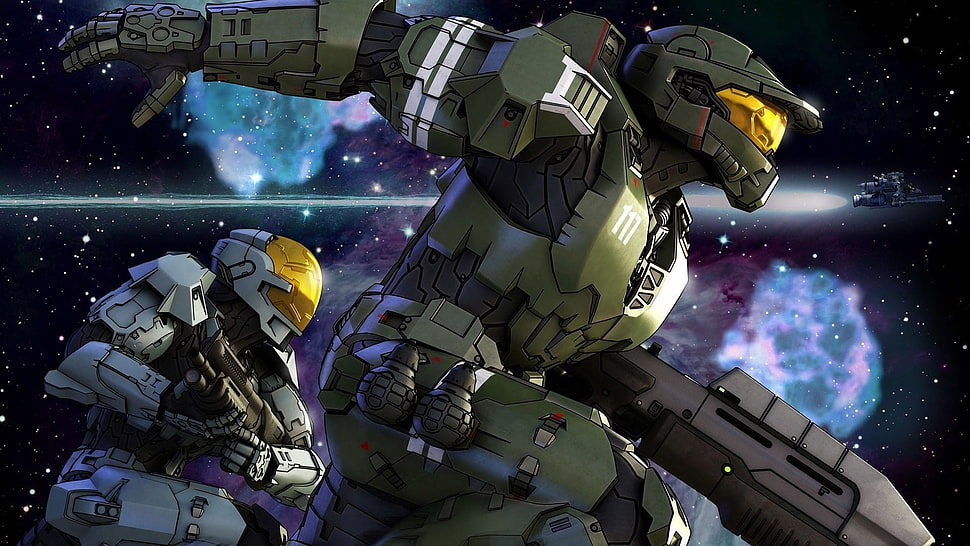two black and green robot character wallpapers, Halo, Master Chief, Xbox, video games HD wallpaper