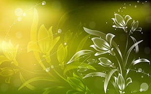 illustration of green and yellow flowers