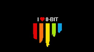 I Love 8 Bit illustration, nerds, colorful, 8-bit
