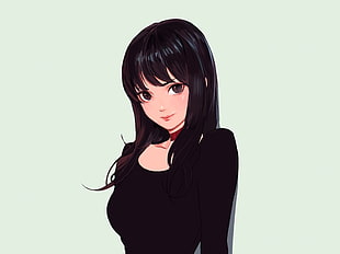 black haired anime girl wallpaper
