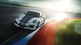 white and black coupe, car, vehicle, Porsche 911 Turbo, Porsche HD wallpaper