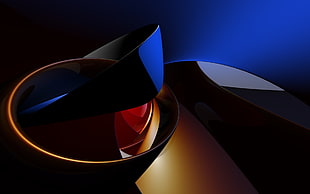 gray, orange, and blue abstract photo