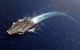 gray boat, aircraft carrier, military, ship HD wallpaper