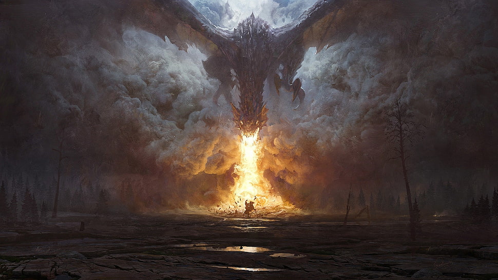 dragon fire breath wallpaper HD wallpaper