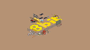yellow bus illustration, pixels, artwork, isometric, 8-bit HD wallpaper