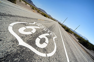 white and brown area rug, Route 66, road, landscape, USA HD wallpaper