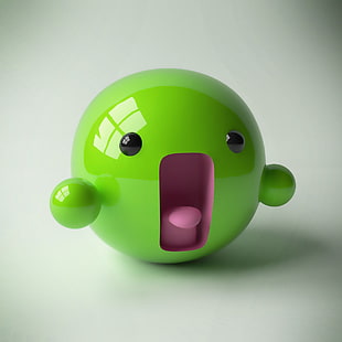 round green creature with eyes and hands 3D artwork, sphere, face