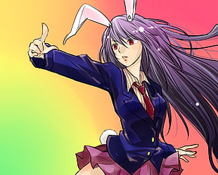 female wearing school uniform and bunny ears alice band anime character graphic wallpaper