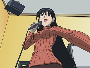woman in red sweater anime character