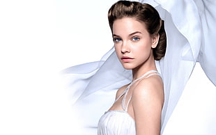 female wearing white spaghetti strap dress HD wallpaper
