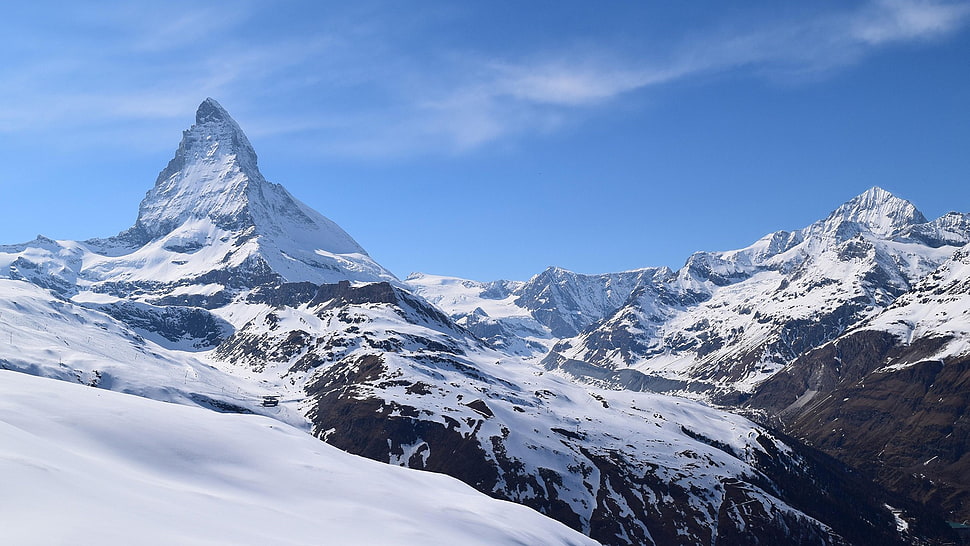 mountain summit, snow, mountains, Matterhorn HD wallpaper