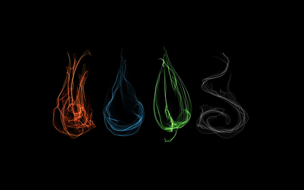 four elements, simple background, abstract HD wallpaper