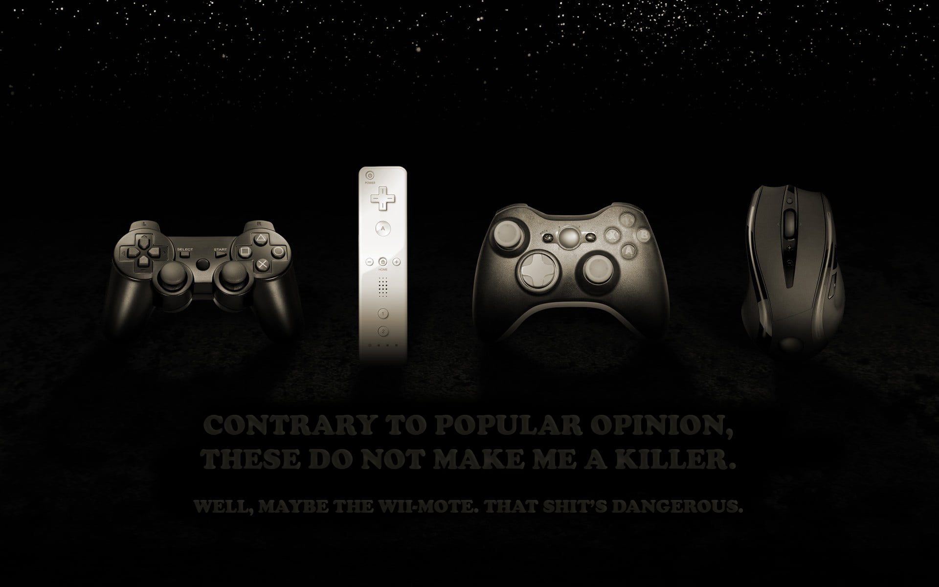 two game controller and black mouse, consoles, video games, humor, sepia