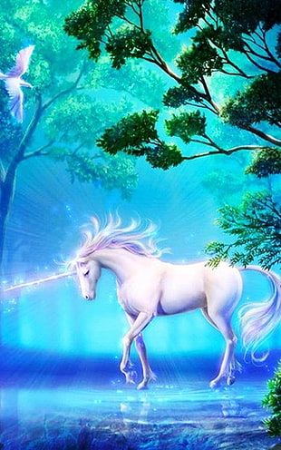 Unicorn in forest
