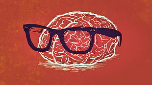 brain and sunglasses sketch, nerds, glasses, brain