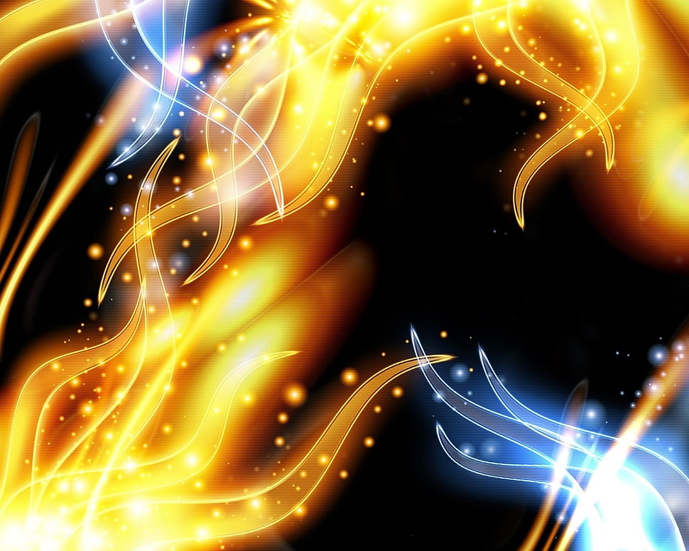 orange, black, and blue graphic art HD wallpaper