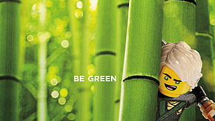 Lego Ninjago with be green text overlay HD wallpaper