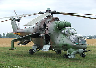 green and brown helicopter, helicopters, military, Mil Mi-24, Russian Air Force