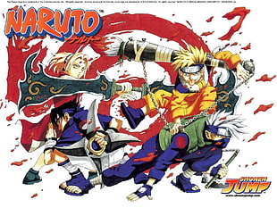 Naruto Shoren Jump digital wallpaper, Naruto Shippuuden, Haruno Sakura, Hatake Kakashi, Uchiha Sasuke HD wallpaper