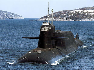 black submarine, submarine, Proj. 667BDRM Dolphin class SSBN, Russian Navy, military HD wallpaper