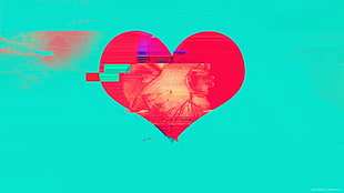 heart-shaped wallpaper, glitch art, abstract, heart HD wallpaper