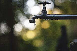 black steel faucet, Crane, Blur, Glare HD wallpaper
