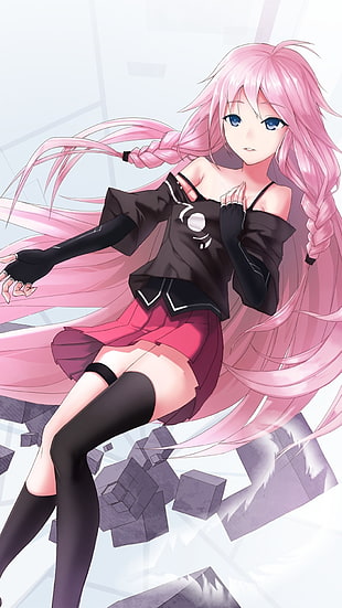 long pink haired female anime character