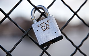 Love Never Ends padlock  in shallow photography