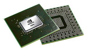 green and gray NVidia ION Processor HD wallpaper