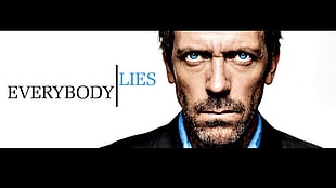 man black top with text overlay, House, M.D., Hugh Laurie HD wallpaper