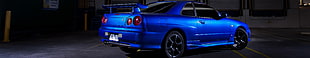blue coupe with spoiler HD wallpaper