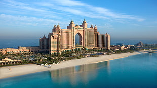 3D illustration of brown building, Atlantis, The Palm, Dubai HD wallpaper