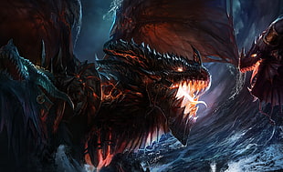 dragons illustrations, Deathwing, dragon, Warcraft HD wallpaper