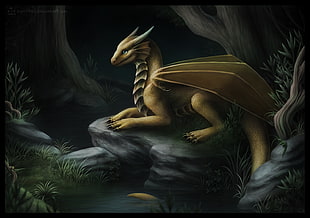 beige dragon concept art, dragon