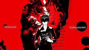 man wearing black and white shirt digital wallpaper, Persona 5, Persona series