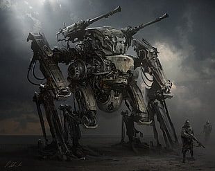 gray robot wallpaper, robot, Darek Zabrocki , science fiction, artwork HD wallpaper