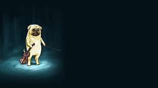 fawn pug playing violin illiustratyioon, Adventure Time, animals, artwork, musical instrument HD wallpaper