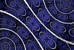 blue and white paisley-print wallpaper