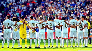 group of soccer player, Real Madrid, Karim Benzema, Cristiano Ronaldo, ground HD wallpaper