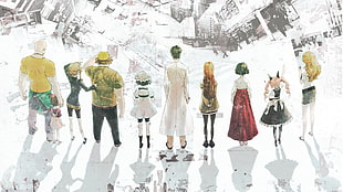 anime wallpaper, Steins;Gate, looking away, Okabe Rintarou, Shiina Mayuri 