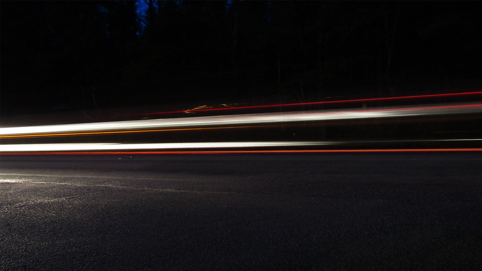 grey concrete road, long exposure, dark, lights, lines