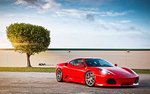 red 5-door hatchback, Ferrari, car, Ferrari F430 HD wallpaper