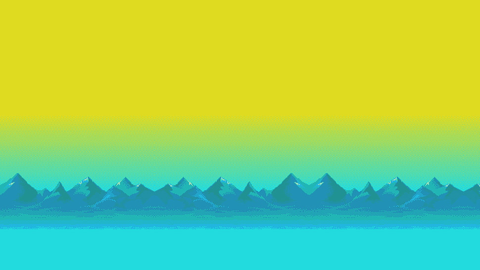 field of mountains illustration, pixel art, mountains HD wallpaper