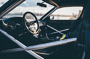 black steering wheel, Drift missile, drift, drift cars, rollbar HD wallpaper