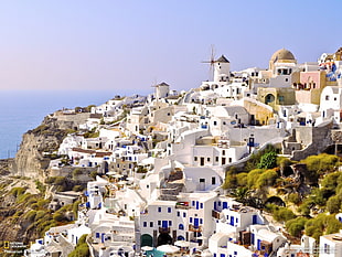 white concrete buildings, Greece, National Geographic HD wallpaper