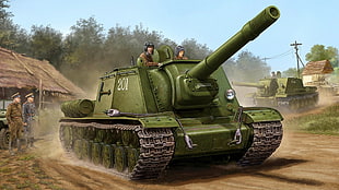 tank illustration, war, ISU-152, Soviet Army, World War II