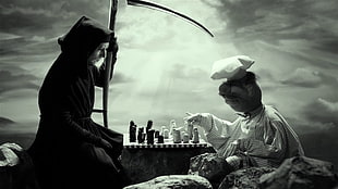 reaper playing chess with patient HD wallpaper