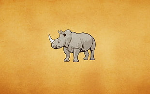 gray rhinoceros illustration, minimalism, rhino