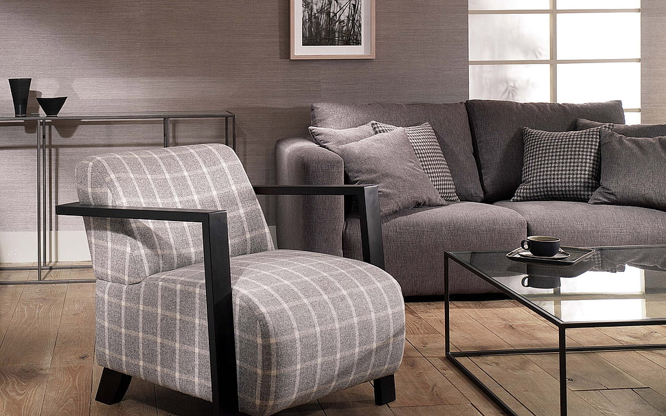 gray and brown couches HD wallpaper