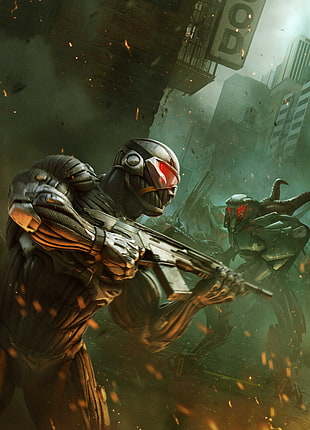 soldier holding rifle wallpaper, Crysis